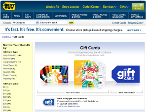 Best Buy Gift Cards (click to enlarge)