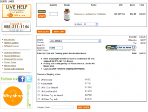 Shipping and Tax on Cart Screen (click image to enlarge)