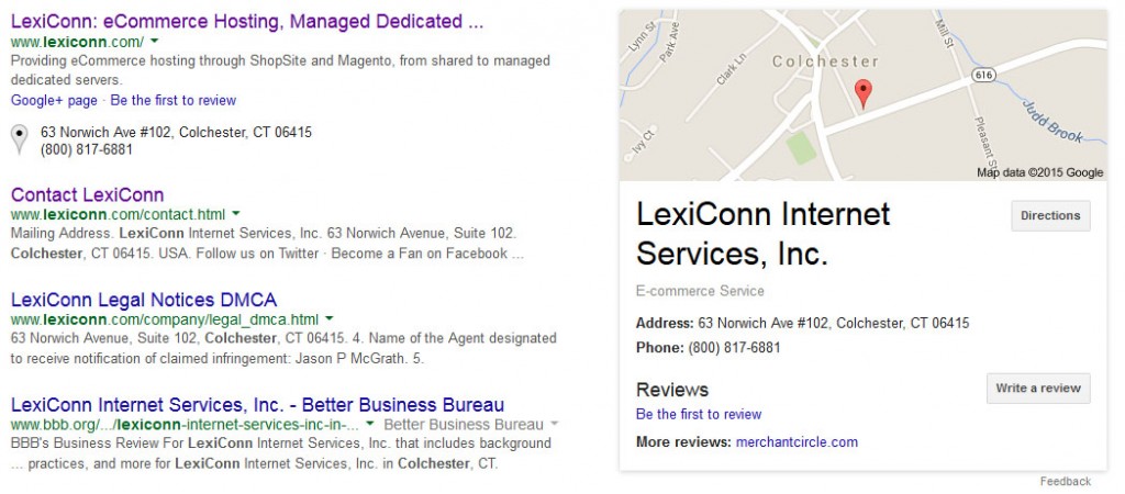 Google My Business in sarch results