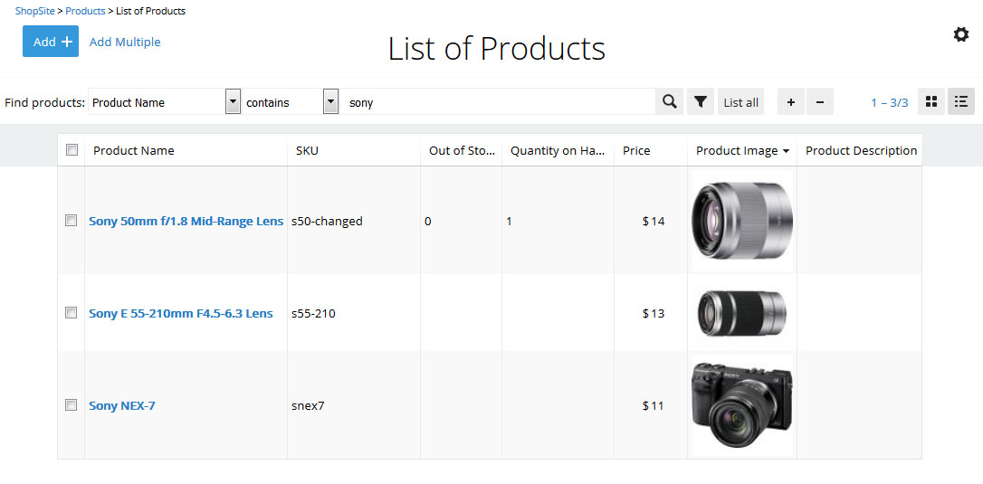 New Product List Screen
