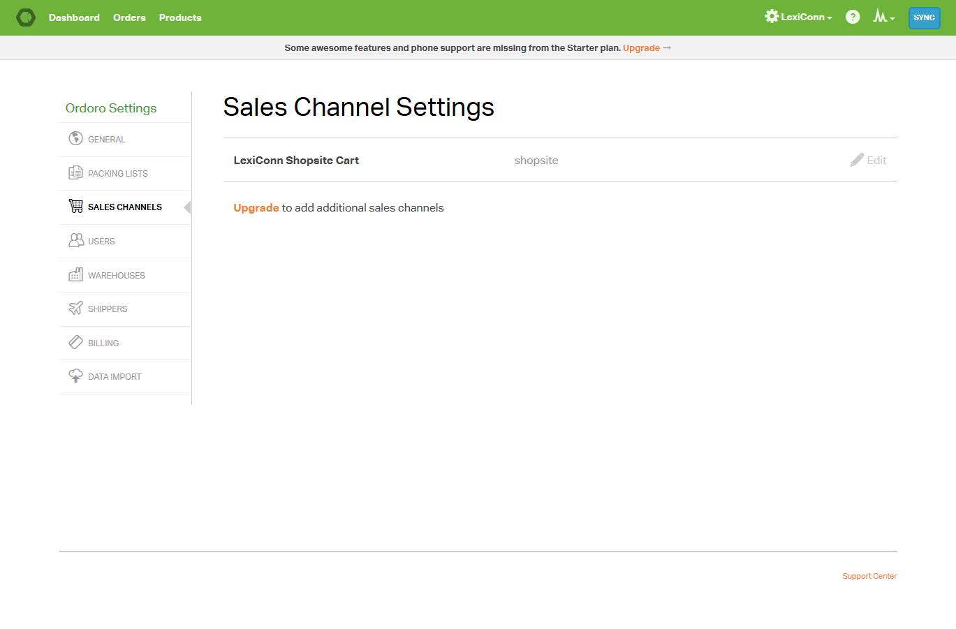 Ordoro - Settings - Sales Channels