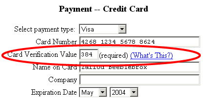 CVV2 Fraud Protection