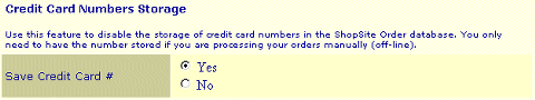 Option to not store Credit Card numbers